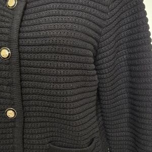 Joie Black Preppy Modest Soft Textured Knit Sweater Size L